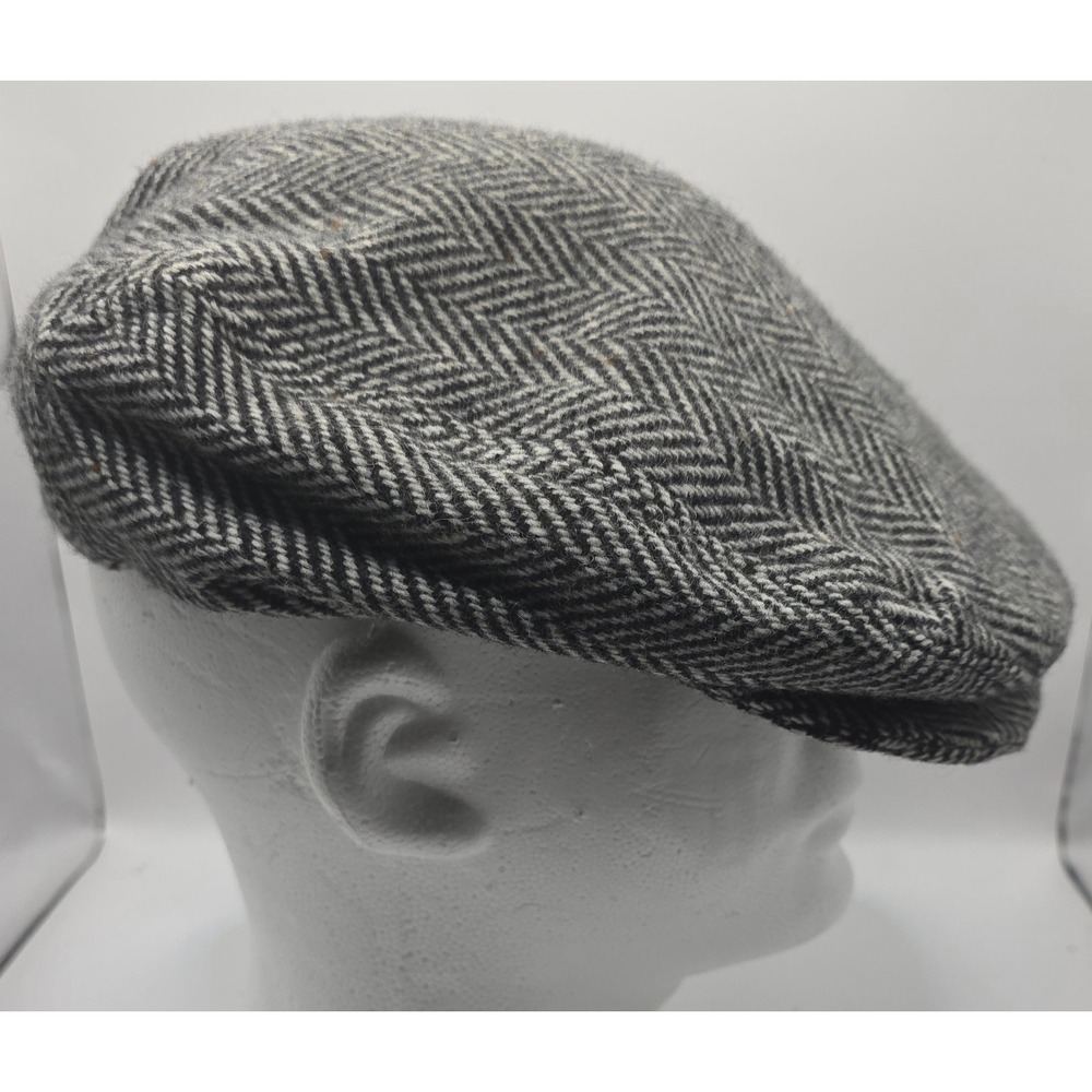 Headmaster Herringbone Flat Cap 6 7/8 Driver Gatsby Scully Hat - Picture 4 of 10